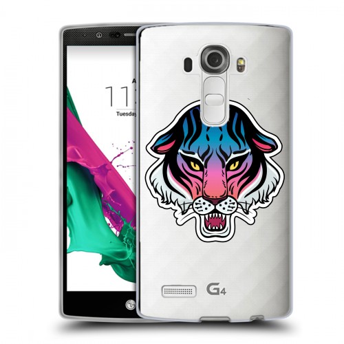 Дизайнерский силиконовый чехол для LG G4 Прозрачные леопарды