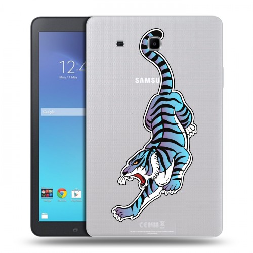 Дизайнерский силиконовый чехол для Samsung Galaxy Tab E 9.6 Прозрачные леопарды