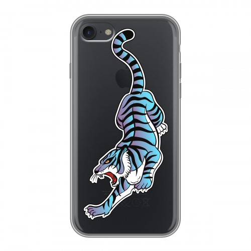 Дизайнерский силиконовый чехол для Iphone 7 Прозрачные леопарды