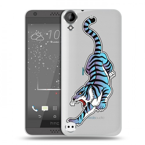 Дизайнерский пластиковый чехол для HTC Desire 530 Прозрачные леопарды