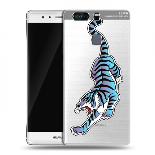 Дизайнерский пластиковый чехол для Huawei P9 Plus Прозрачные леопарды