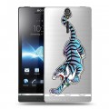 Дизайнерский пластиковый чехол для Sony Xperia S Прозрачные леопарды