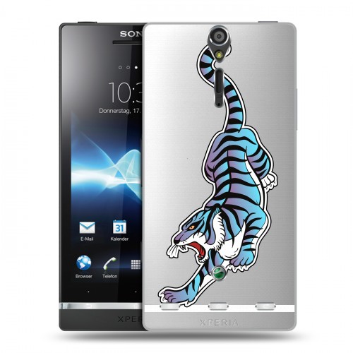 Дизайнерский пластиковый чехол для Sony Xperia S Прозрачные леопарды