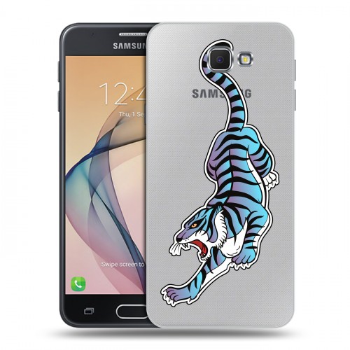 Дизайнерский пластиковый чехол для Samsung Galaxy J5 Prime Прозрачные леопарды