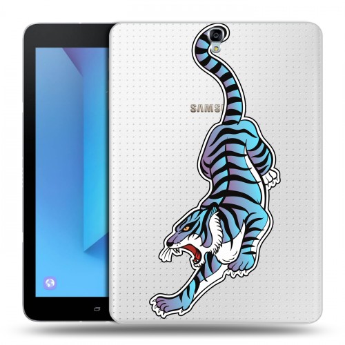 Дизайнерский силиконовый чехол для Samsung Galaxy Tab S3 Прозрачные леопарды