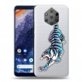 Дизайнерский силиконовый чехол для Nokia 9 PureView Прозрачные леопарды