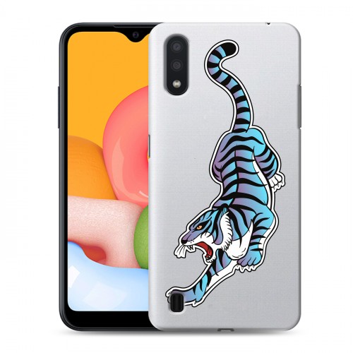 Дизайнерский силиконовый чехол для Samsung Galaxy M01 Прозрачные леопарды