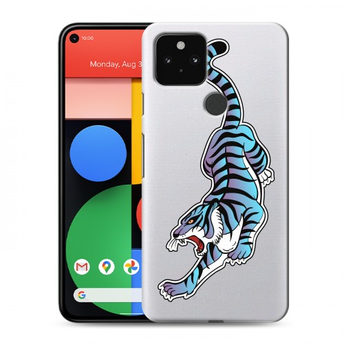Дизайнерский пластиковый чехол для Google Pixel 5 Прозрачные леопарды
