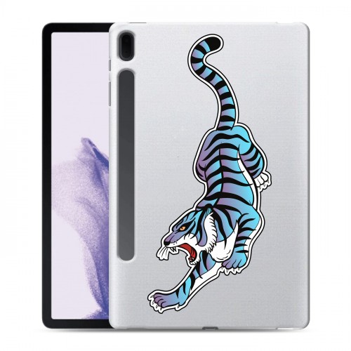 Дизайнерский силиконовый чехол для Samsung Galaxy Tab S7 FE Прозрачные леопарды