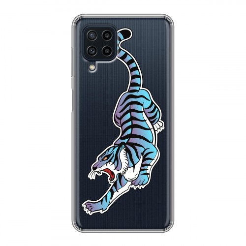 Дизайнерский пластиковый чехол для Samsung Galaxy A22 Прозрачные леопарды