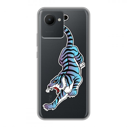 Дизайнерский силиконовый с усиленными углами чехол для Realme C30 Прозрачные леопарды