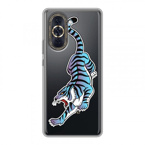 Дизайнерский силиконовый с усиленными углами чехол для Huawei Nova 10 Прозрачные леопарды