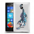 Дизайнерский пластиковый чехол для Microsoft Lumia 435 Прозрачные леопарды