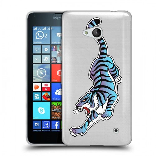 Дизайнерский пластиковый чехол для Microsoft Lumia 640 Прозрачные леопарды