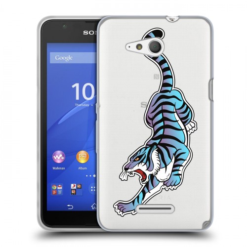 Дизайнерский пластиковый чехол для Sony Xperia E4g Прозрачные леопарды