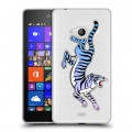 Дизайнерский пластиковый чехол для Microsoft Lumia 540 Прозрачные леопарды