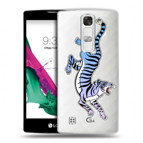 Дизайнерский пластиковый чехол для LG G4c Прозрачные леопарды