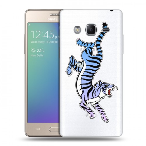 Дизайнерский пластиковый чехол для Samsung Z3 Прозрачные леопарды