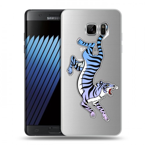 Дизайнерский пластиковый чехол для Samsung Galaxy Note 7 Прозрачные леопарды