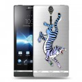 Дизайнерский пластиковый чехол для Sony Xperia S Прозрачные леопарды