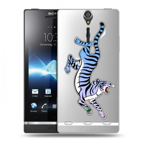 Дизайнерский пластиковый чехол для Sony Xperia S Прозрачные леопарды