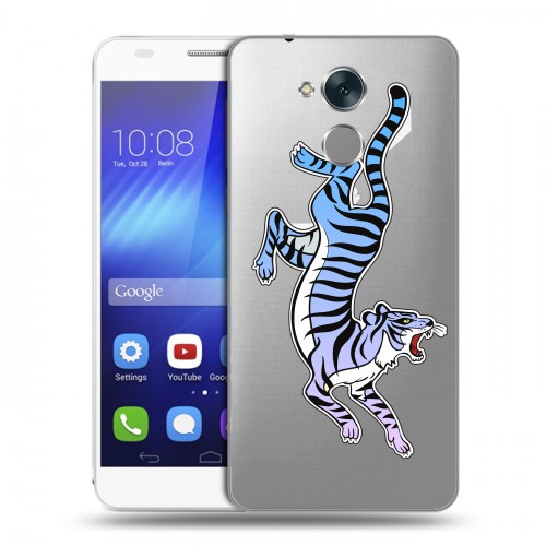 Дизайнерский пластиковый чехол для Huawei Honor 6C Прозрачные леопарды