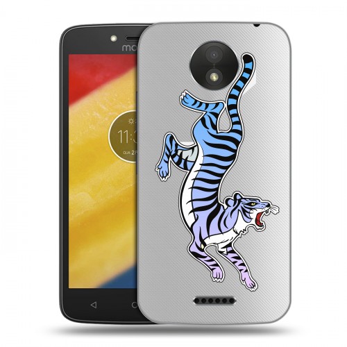 Дизайнерский пластиковый чехол для Motorola Moto C Plus Прозрачные леопарды