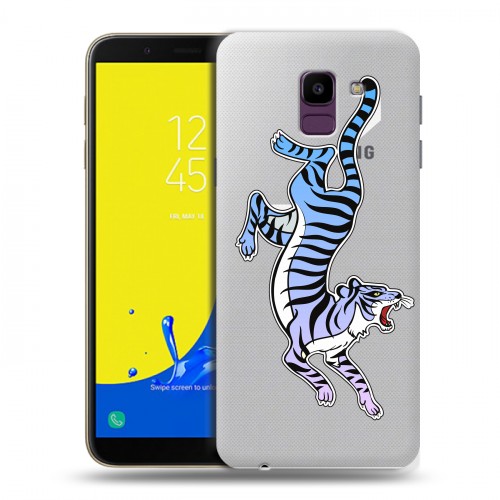 Дизайнерский пластиковый чехол для Samsung Galaxy J6 Прозрачные леопарды