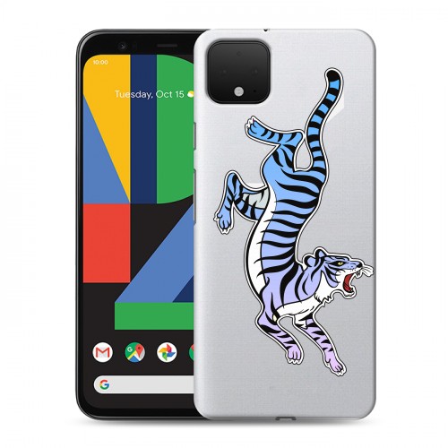 Дизайнерский пластиковый чехол для Google Pixel 4 XL Прозрачные леопарды