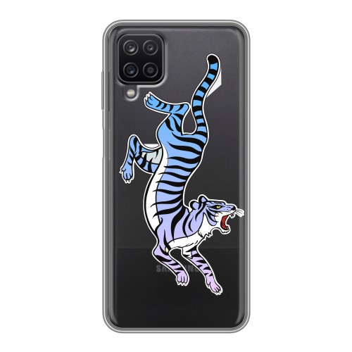 Дизайнерский пластиковый чехол для Samsung Galaxy A12 Прозрачные леопарды