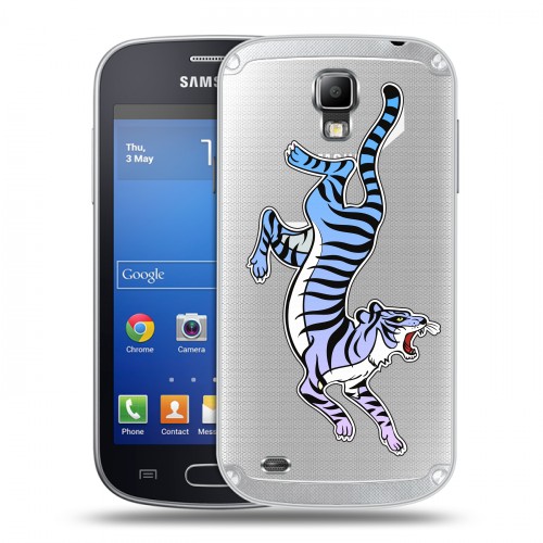Дизайнерский пластиковый чехол для Samsung Galaxy S4 Active Прозрачные леопарды