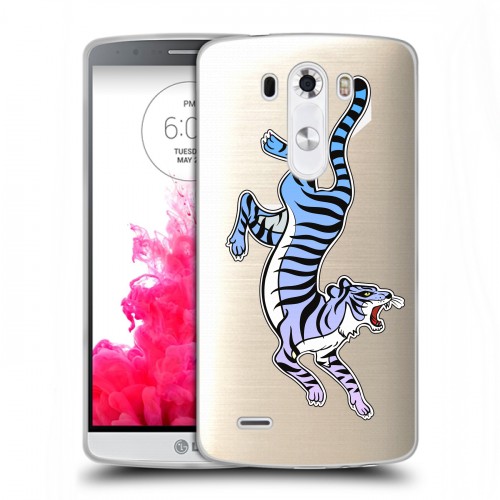 Дизайнерский пластиковый чехол для LG G3 (Dual-LTE) Прозрачные леопарды