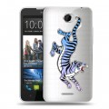 Дизайнерский пластиковый чехол для HTC Desire 516 Прозрачные леопарды