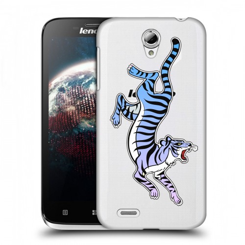 Дизайнерский пластиковый чехол для Lenovo A859 Ideaphone Прозрачные леопарды