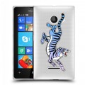 Дизайнерский пластиковый чехол для Microsoft Lumia 435 Прозрачные леопарды