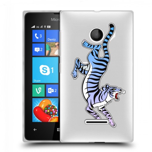 Дизайнерский пластиковый чехол для Microsoft Lumia 435 Прозрачные леопарды