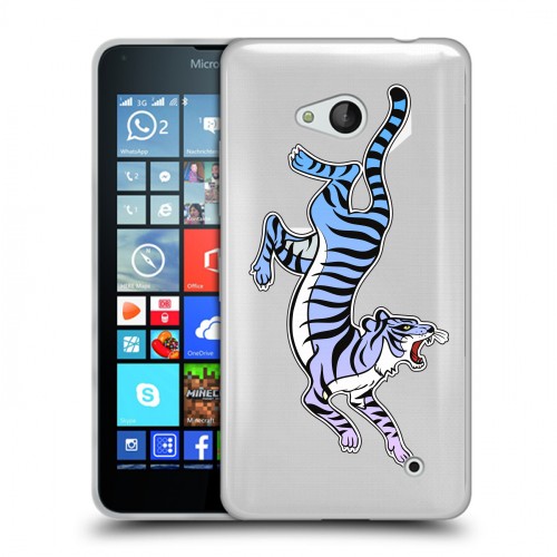 Дизайнерский пластиковый чехол для Microsoft Lumia 640 Прозрачные леопарды