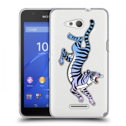 Дизайнерский пластиковый чехол для Sony Xperia E4g Прозрачные леопарды