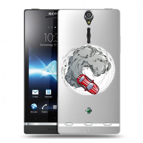 Полупрозрачный дизайнерский пластиковый чехол для Sony Xperia S Прозрачный дрифт