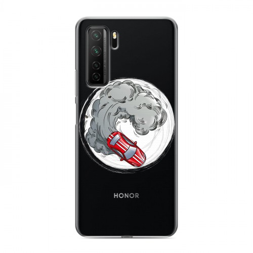 Полупрозрачный дизайнерский силиконовый с усиленными углами чехол для Huawei Honor 30S Прозрачный дрифт