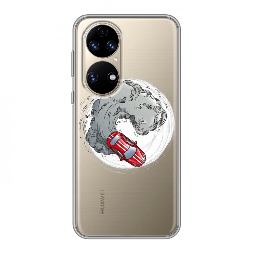 Полупрозрачный дизайнерский силиконовый чехол для Huawei P50 Pro Прозрачный дрифт