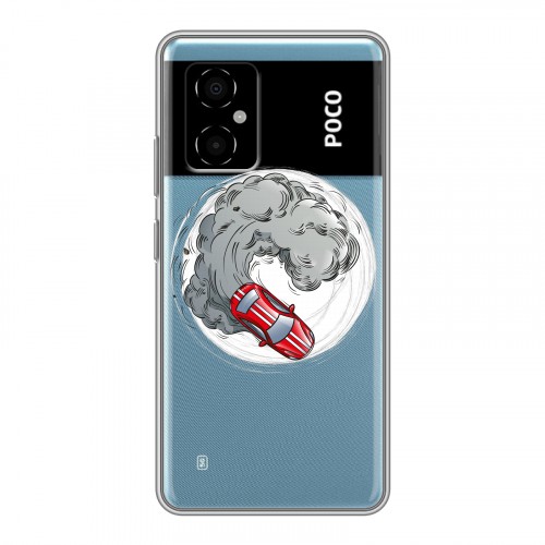 Полупрозрачный дизайнерский силиконовый чехол для Xiaomi Poco M4 5G Прозрачный дрифт