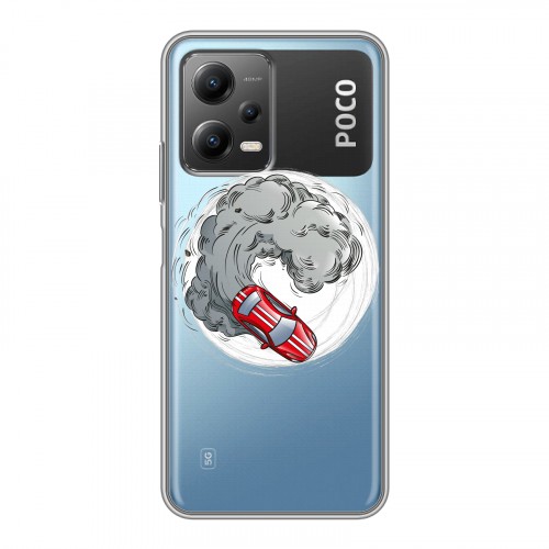 Полупрозрачный дизайнерский силиконовый чехол для Xiaomi Poco X5 Прозрачный дрифт