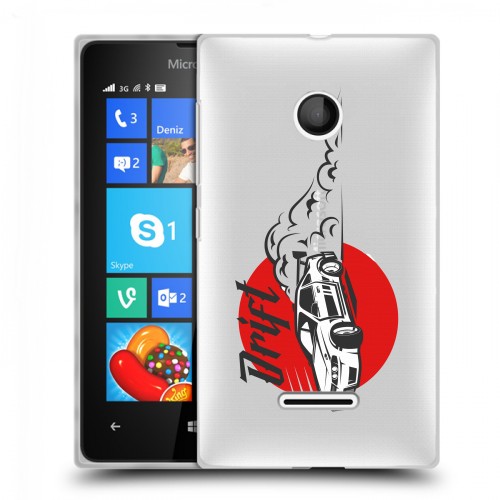 Полупрозрачный дизайнерский пластиковый чехол для Microsoft Lumia 435 Прозрачный дрифт