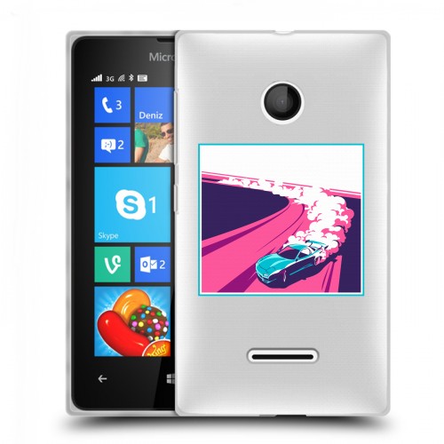 Полупрозрачный дизайнерский пластиковый чехол для Microsoft Lumia 435 Прозрачный дрифт