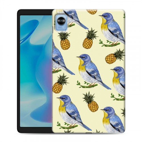 Дизайнерский силиконовый чехол для Realme Pad Mini Птицы и фрукты