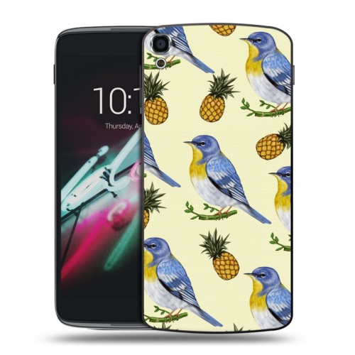 Дизайнерский пластиковый чехол для Alcatel One Touch Idol 3 (5.5) Птицы и фрукты