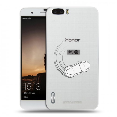 Полупрозрачный дизайнерский пластиковый чехол для Huawei Honor 6 Plus Прозрачный дрифт