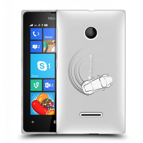 Полупрозрачный дизайнерский пластиковый чехол для Microsoft Lumia 435 Прозрачный дрифт