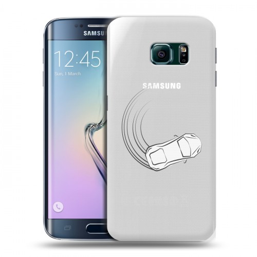 Полупрозрачный дизайнерский пластиковый чехол для Samsung Galaxy S6 Edge Прозрачный дрифт